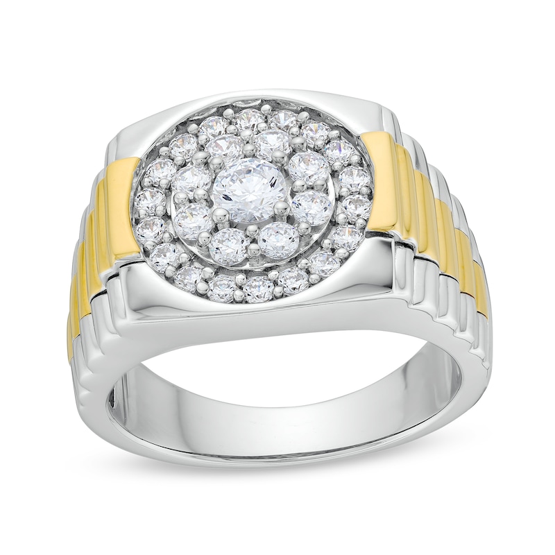 Men's 1.00 CT. T.W. Canadian Certified Diamond Ribbed Shank Ring in 14K Two-Tone Gold (I/I2)