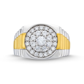 Men's 1.00 CT. T.W. Canadian Certified Diamond Ribbed Shank Ring in 14K Two-Tone Gold (I/I2)