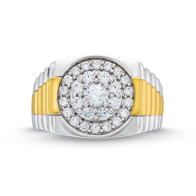 Men's 1.00 CT. T.W. Canadian Certified Diamond Ribbed Shank Ring in 14K Two-Tone Gold (I/I2)