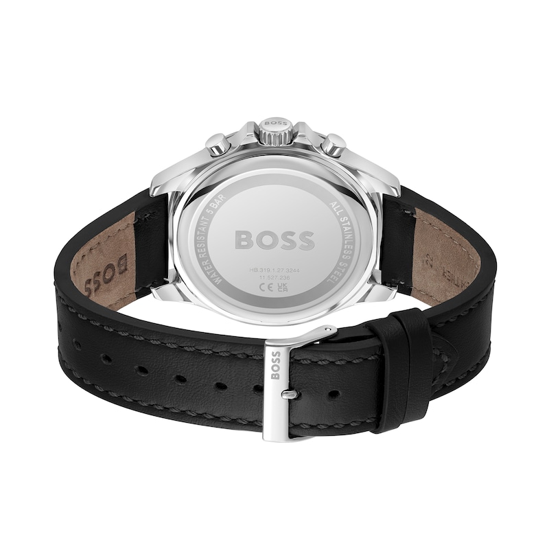 Men's Hugo Boss Troper Chronograph Leather Strap Watch with Black Dial and Brown Accent (Model: 1514121)|Peoples Jewellers