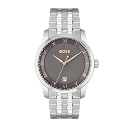 Men's Hugo Boss Principle Watch with Textured Grey Dial (Model: 1514116)