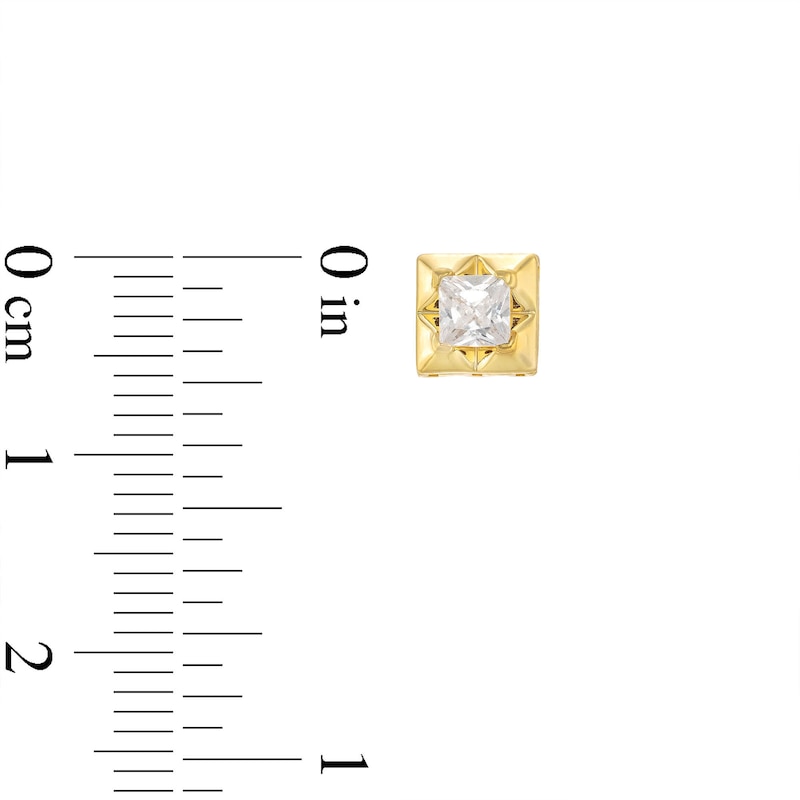 Main Image 3 of Men's 0.50 CT. T.W. Square-Cut Canadian Certified Diamond Spike Frame Solitaire Stud Earrings in 14K Gold (I/I2)