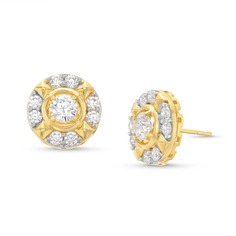 Men's 2.00 CT. T.W. Canadian Certified Diamond Crest Frame Stud Earrings in 14K Gold (I/I2)|Peoples Jewellers