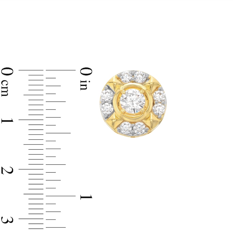 Main Image 3 of Men's 2.00 CT. T.W. Canadian Certified Diamond Crest Frame Stud Earrings in 14K Gold (I/I2)