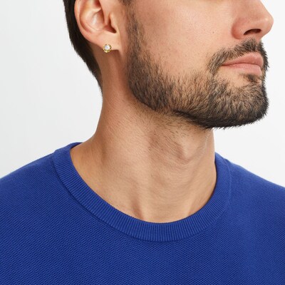 Men's 0.50 CT. T.W. Canadian Certified Diamond Spike Frame Solitaire Stud Earrings in 14K Gold (I/I2)