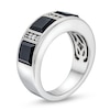 Thumbnail Image 3 of Men's Square-Cut Onyx and 0.15 CT. T.W. Diamond Linear Station Band in 10K White Gold