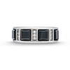 Thumbnail Image 4 of Men's Square-Cut Onyx and 0.15 CT. T.W. Diamond Linear Station Band in 10K White Gold