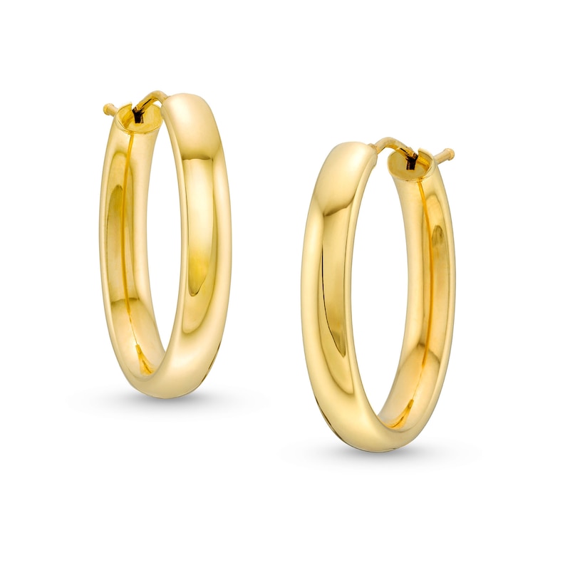 Oval Hoop Earrings in Hollow 18K Gold|Peoples Jewellers