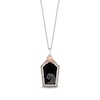 Thumbnail Image 0 of Disney Treasures The Nightmare Before Christmas 30th Anniversary Onyx and Diamond Accent Coffin Pendant in Sterling Silver and 10K Rose Gold