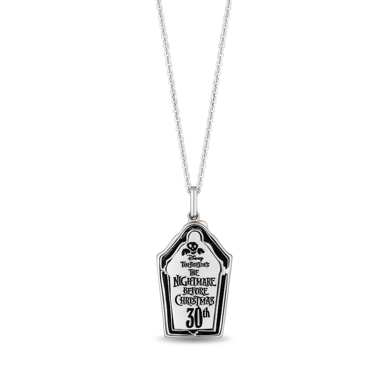 Disney Treasures The Nightmare Before Christmas 30th Anniversary Onyx and Diamond Accent Coffin Pendant in Sterling Silver and 10K Rose Gold|Peoples Jewellers