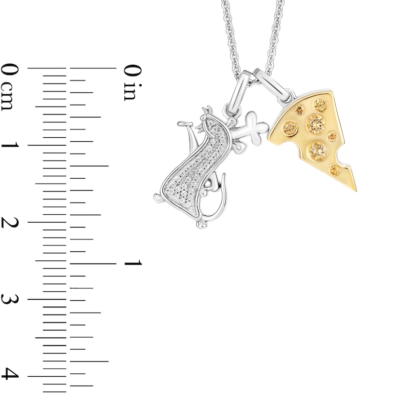 Main Image 2 of Disney Treasures Ratatouille Citrine Cheese with 0.065 CT. T.W. Diamond Remy Pendant in Sterling Silver and 10K Gold