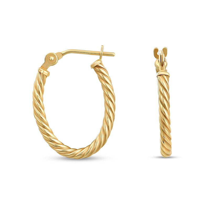 Oval-Shaped Twisting Hoop Earrings in 14K Gold|Peoples Jewellers
