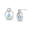 Thumbnail Image 0 of Unstoppable Love™ Swiss Blue Topaz and White Lab-Created Sapphire Circle Stud Earrings in Sterling Silver