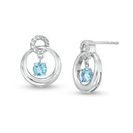 Unstoppable Love™ Swiss Blue Topaz and White Lab-Created Sapphire Circle Stud Earrings in Sterling Silver