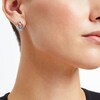 Thumbnail Image 1 of Unstoppable Love™ Swiss Blue Topaz and White Lab-Created Sapphire Circle Stud Earrings in Sterling Silver