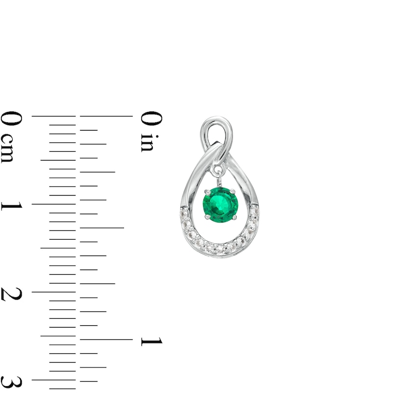 Main Image 3 of Unstoppable Love™ Lab-Created Emerald and White Lab-Created Sapphire Teardrop Stud Earrings in Sterling Silver