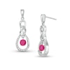 Thumbnail Image 0 of Unstoppable Love™ Lab-Created Ruby and White Lab-Created Sapphire Infinity Drop Earrings in Sterling Silver