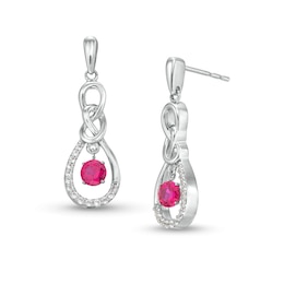 Unstoppable Love™ Lab-Created Ruby and White Lab-Created Sapphire Infinity Drop Earrings in Sterling Silver