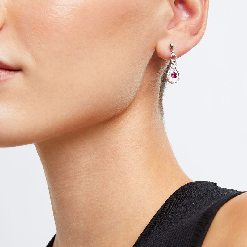 Main Image 2 of Unstoppable Love™ Lab-Created Ruby and White Lab-Created Sapphire Infinity Drop Earrings in Sterling Silver