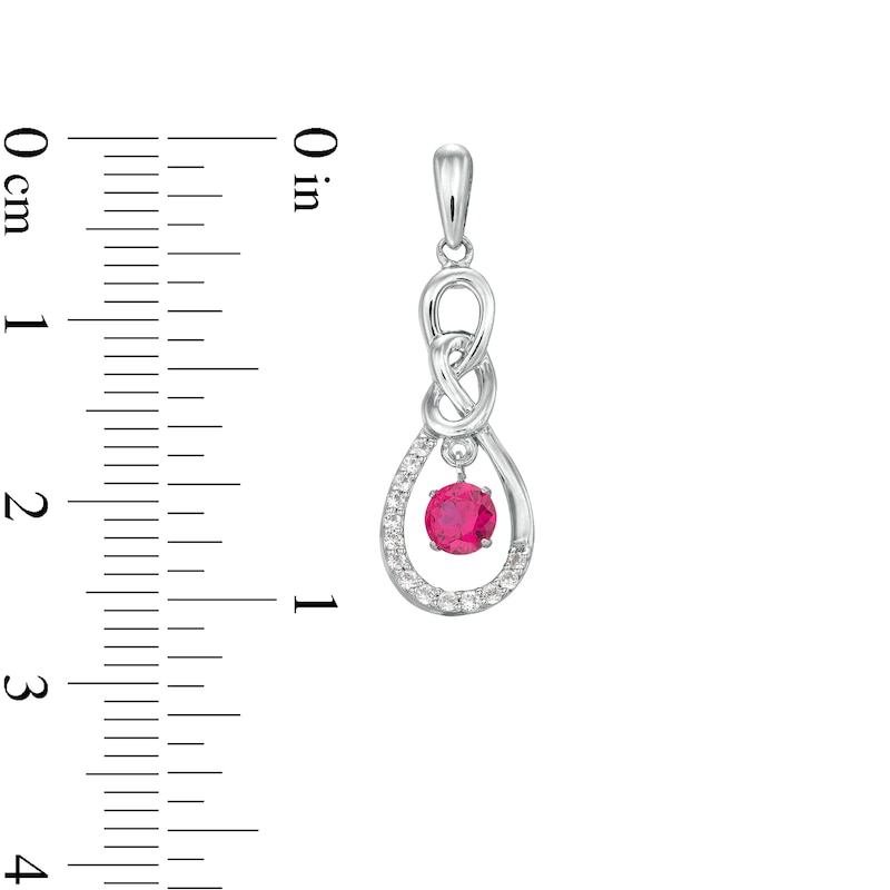 Main Image 3 of Unstoppable Love™ Lab-Created Ruby and White Lab-Created Sapphire Infinity Drop Earrings in Sterling Silver