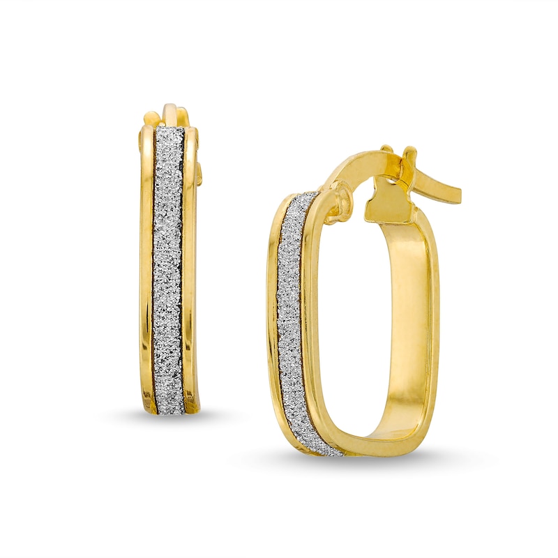 Glitter Enamel Square-Shaped Hoop Earrings in Hollow 14K Gold|Peoples Jewellers