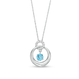 Unstoppable Love™ Swiss Blue Topaz and White Lab-Created Sapphire Circle Pendant in Sterling Silver