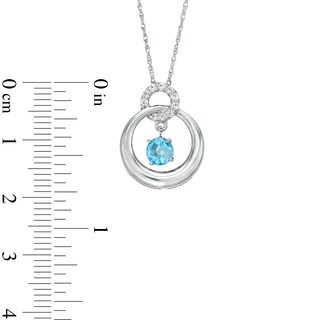 Unstoppable Love™ Swiss Blue Topaz and White Lab-Created Sapphire Circle Pendant in Sterling Silver