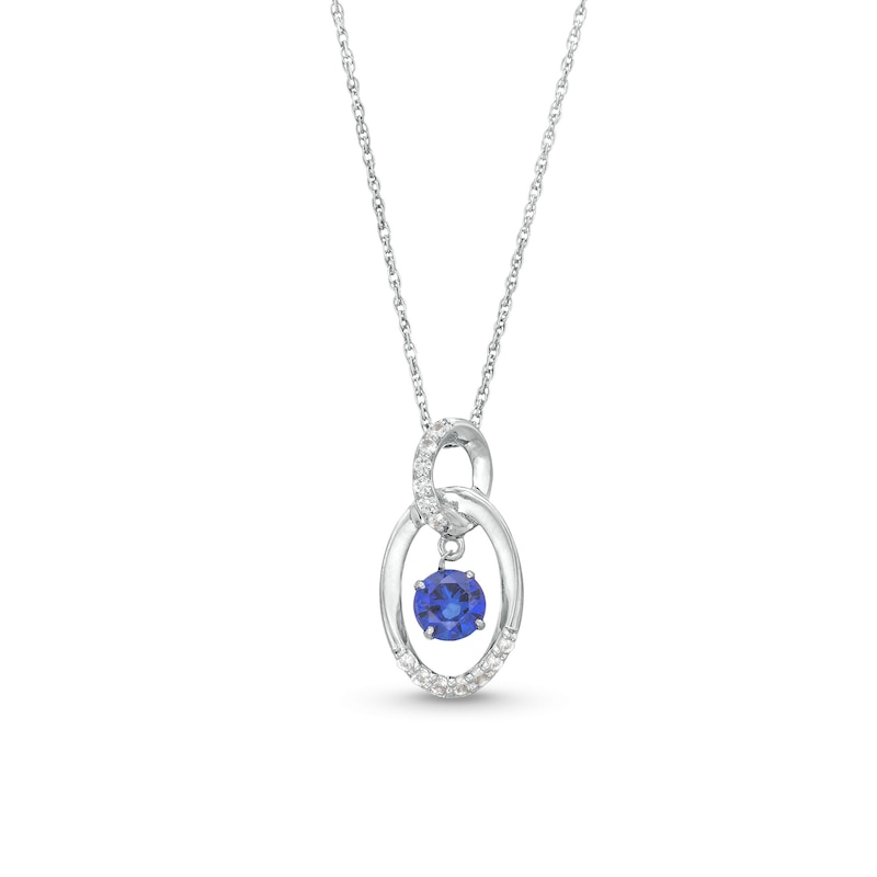 Unstoppable Love™ Blue Lab-Created Sapphire and White Lab-Created Sapphire Oval Pendant in Sterling Silver|Peoples Jewellers