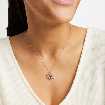 Unstoppable Love™ Blue and White Lab-Created Sapphire Snowflake Pendant in Sterling Silver