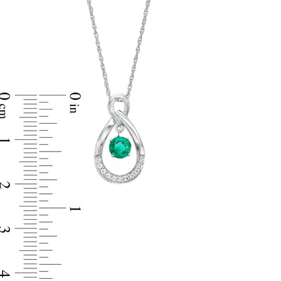 Unstoppable Love™ Lab-Created Emerald and White Lab-Created Sapphire Teardrop Pendant in Sterling Silver