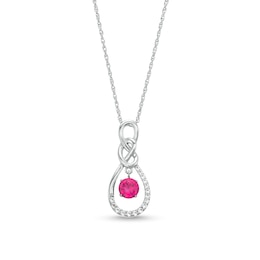 Unstoppable Love™ Lab-Created Ruby and White Lab-Created Sapphire Infinity Drop Pendant in Sterling Silver