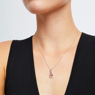 Unstoppable Love™ Lab-Created Ruby and White Lab-Created Sapphire Infinity Drop Pendant in Sterling Silver