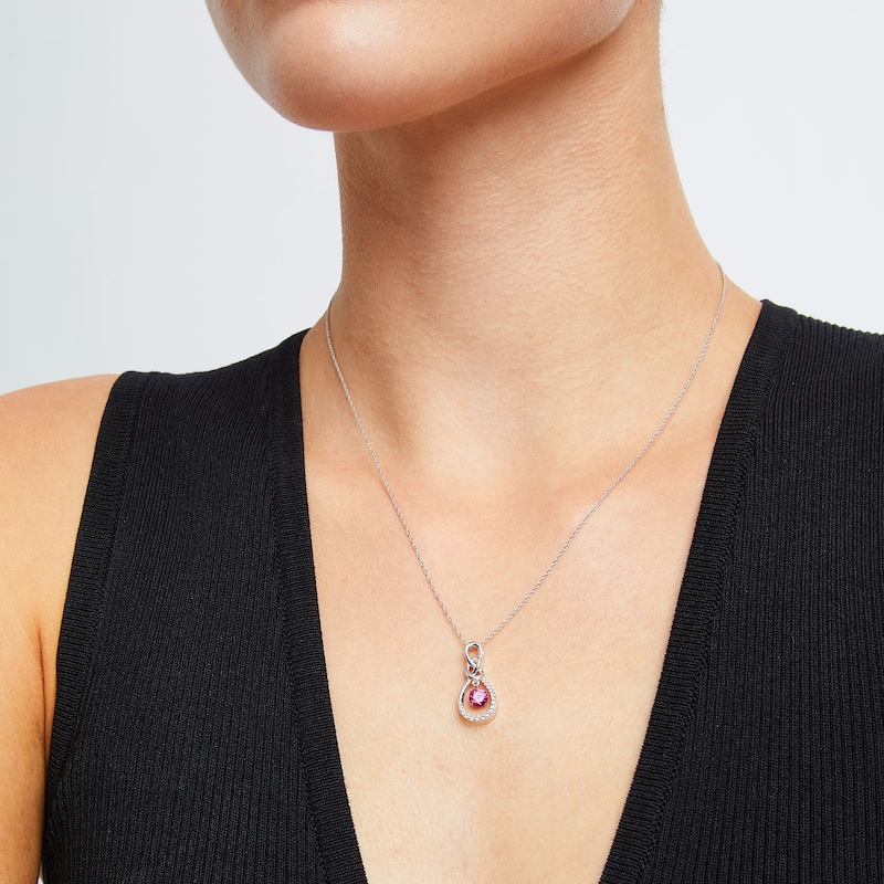 Unstoppable Love™ Lab-Created Ruby and White Lab-Created Sapphire Infinity Drop Pendant in Sterling Silver|Peoples Jewellers