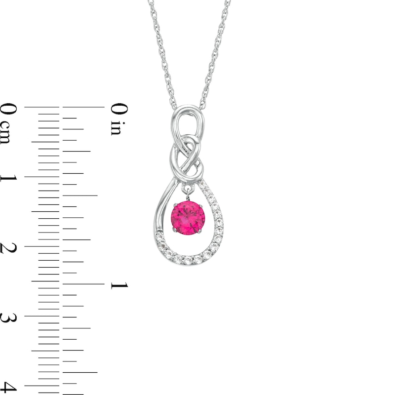 Unstoppable Love™ Lab-Created Ruby and White Lab-Created Sapphire Infinity Drop Pendant in Sterling Silver