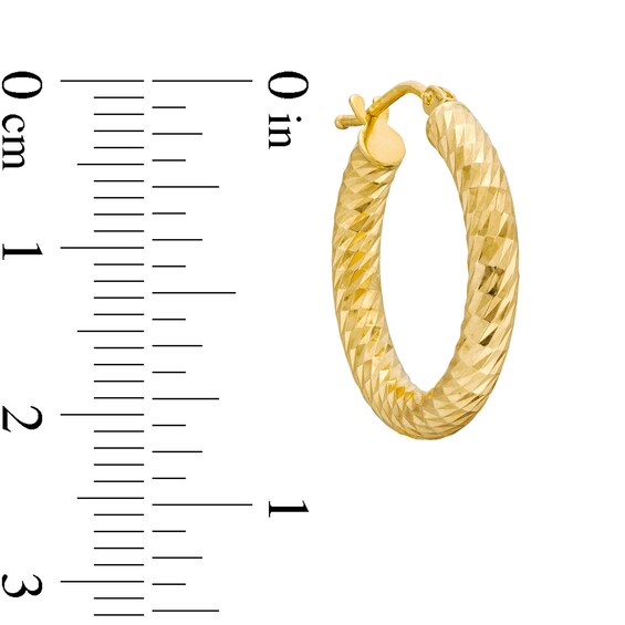 15.0mm Diamond-Cut Tube Hoop Earrings in Hollow 14K Gold
