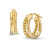 Thumbnail Image 1 of Polished and Beaded Split Hoop Earrings in Hollow 14K Gold