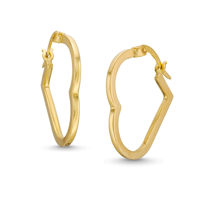 Heart-Shaped Hoop Earrings in Hollow 10K Gold|Peoples Jewellers