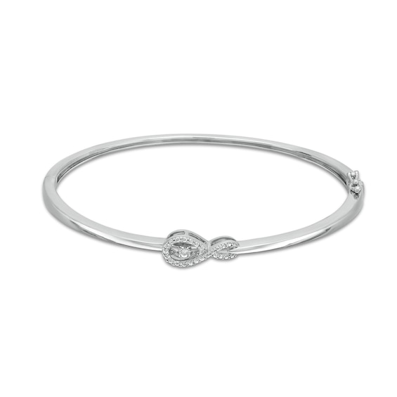 Unstoppable Love™ Diamond Accent Sideways Infinity Symbol Bangle in Sterling Silver