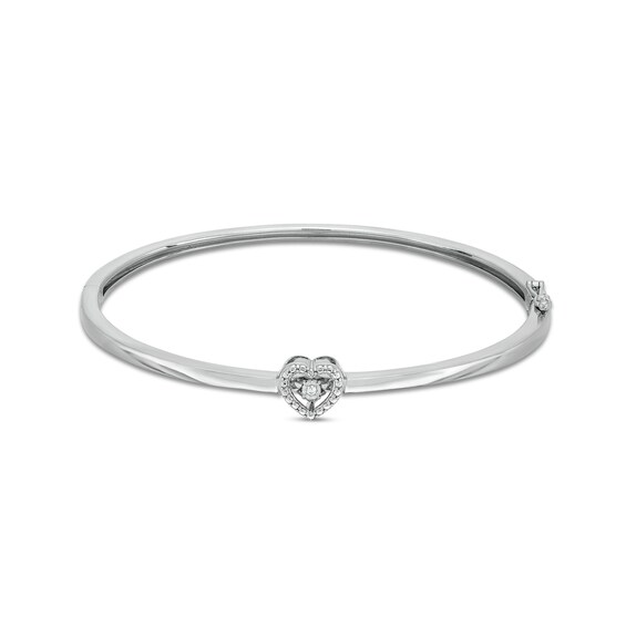 Unstoppable Love™ Diamond Accent Heart Frame Bangle in Sterling Silver