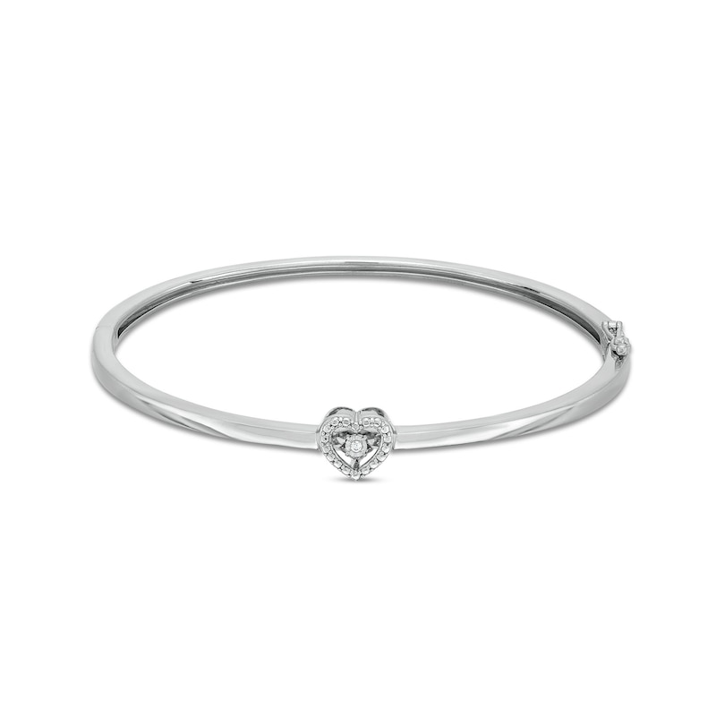 Unstoppable Love™ Diamond Accent Heart Frame Bangle in Sterling Silver