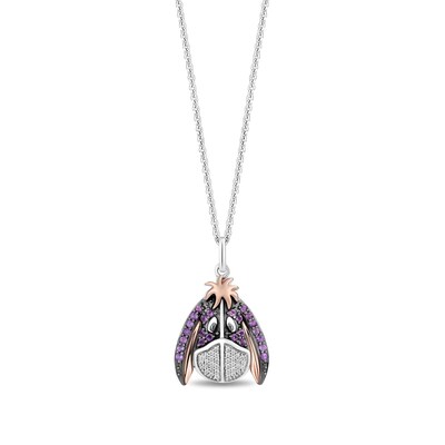 Disney Treasures Winnie the Pooh 0.08 CT. T.W. Diamond and Amethyst Eyeore Pendant in Sterling Silver and 10K Rose Gold