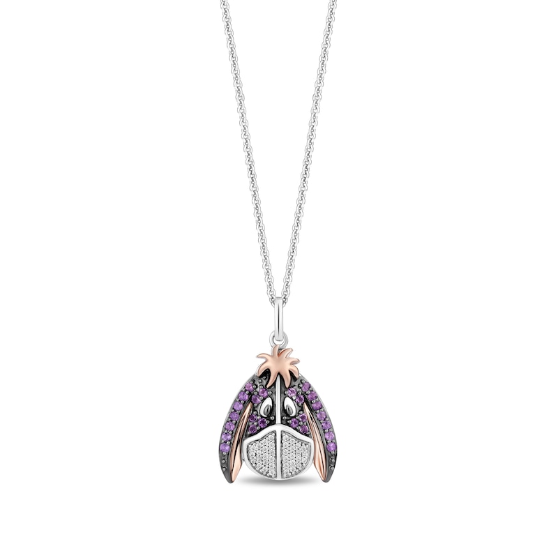 Disney Treasures Winnie the Pooh 0.08 CT. T.W. Diamond and Amethyst Eyeore Pendant in Sterling Silver and 10K Rose Gold|Peoples Jewellers