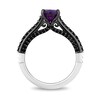Thumbnail Image 4 of Enchanted Disney Villains Ursula Oval Amethyst and 0.95 CT. T.W. Black Diamond Bridal Set in 14K White Gold