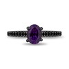 Thumbnail Image 5 of Enchanted Disney Villains Ursula Oval Amethyst and 0.95 CT. T.W. Black Diamond Bridal Set in 14K White Gold