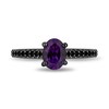 Thumbnail Image 4 of Enchanted Disney Villains Ursula Oval Amethyst and 0.95 CT. T.W. Black Diamond Bridal Set in 14K White Gold