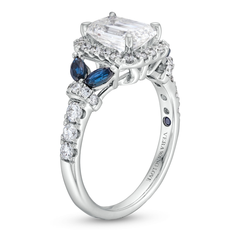 Main Image 3 of TRUE Lab-Grown Diamonds by Vera Wang Love 1.95 CT. T.W. Diamond and Sapphire Floral Engagement Ring in 14K White Gold