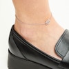 Thumbnail Image 2 of Unstoppable Love™ 0.085 CT. T.W. Diamond Interlocking Hearts Anklet in Sterling Silver - 10.0"