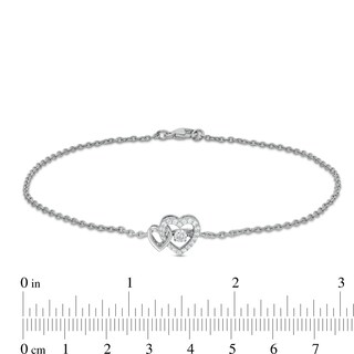 Unstoppable Love™ 0.085 CT. T.W. Diamond Interlocking Hearts Anklet in Sterling Silver - 10.0"