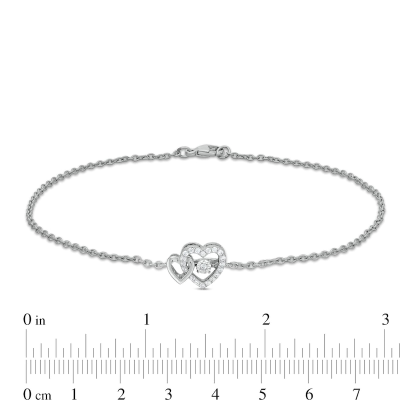 Main Image 3 of Unstoppable Love™ 0.085 CT. T.W. Diamond Interlocking Hearts Anklet in Sterling Silver - 10.0"