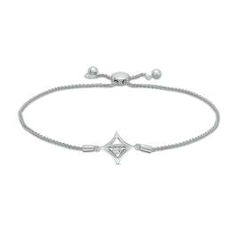 Unstoppable Love™ Diamond Accent Tilted Square Frame Bolo Bracelet in Sterling Silver - 9.5&quot;